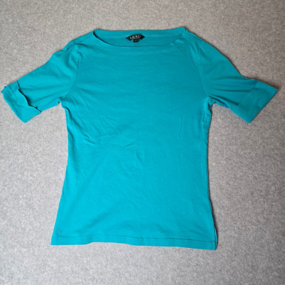 Lauren x Ralph Lauren Teal Embroidered Logo Women's Soft Casual Tee - Size L
